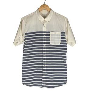 Vans Button Up Button Down Striped Block Shirt Mens Medium Skater Cyber Cotton